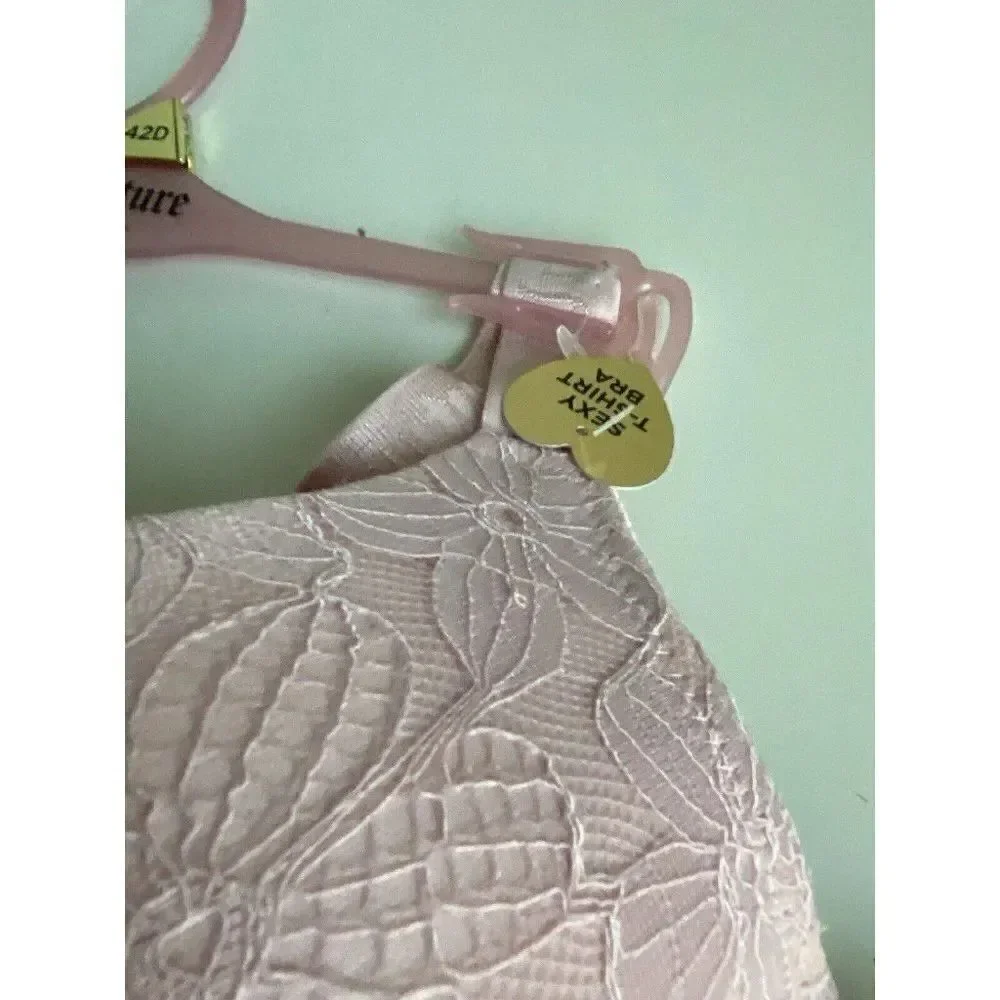 Juicy Couture Sexy T-Shirt Bra Glam Lace Sz 42D Smoky Pink Underwire JC6913E NEW